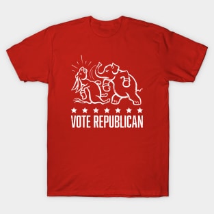 Vintage 1950's Vote Republican Boxing Elephant (White) T-Shirt